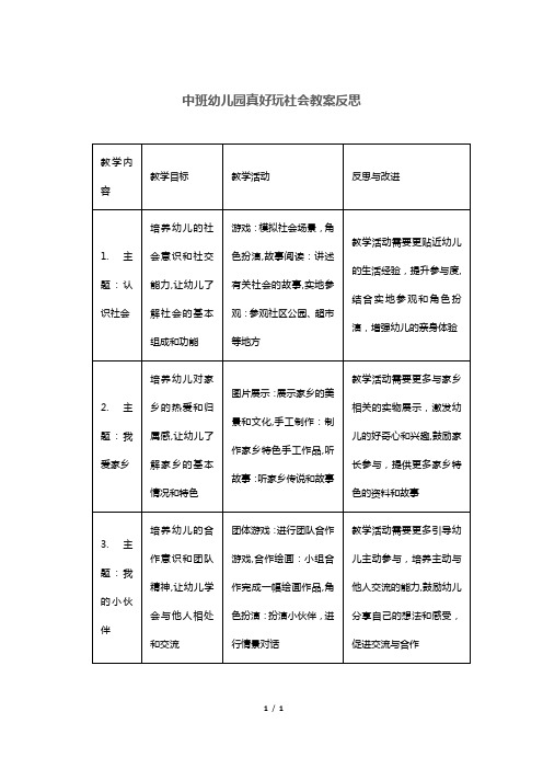 中班幼儿园真好玩社会教案反思