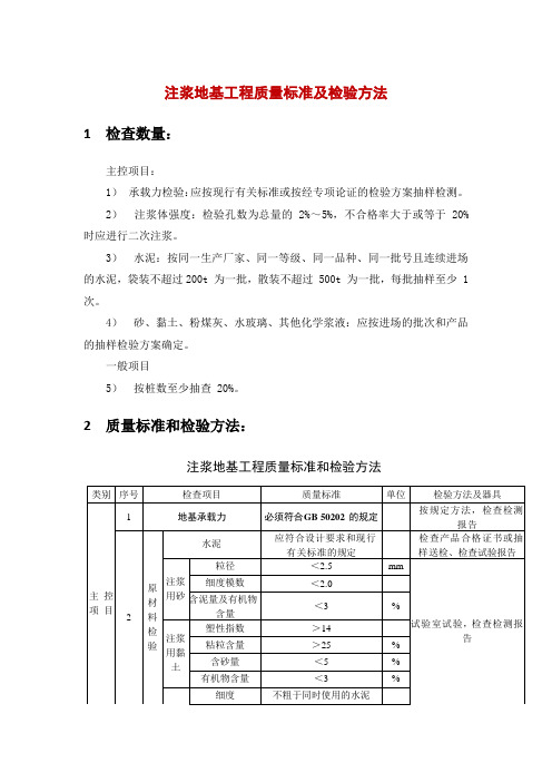 注浆地基工程质量标准及检验方法 