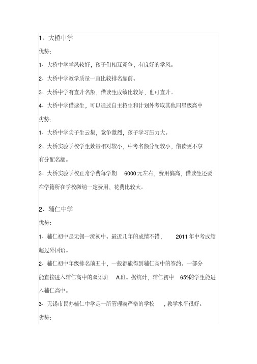 无锡初中优势分析汇总