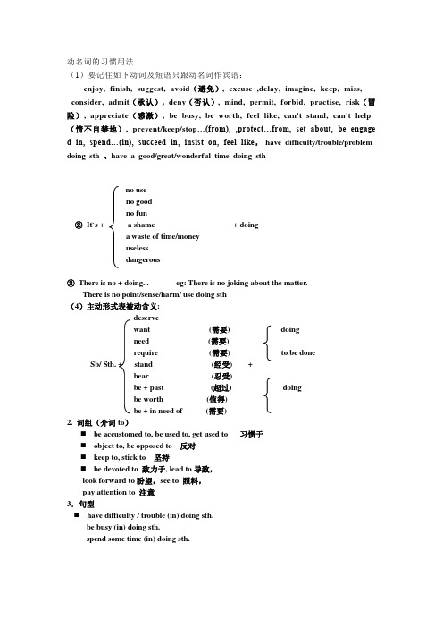 动名词的习惯用法