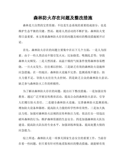 森林防火存在问题及整改措施