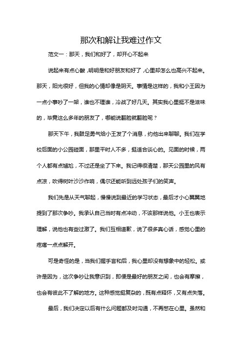 那次和解让我难过作文