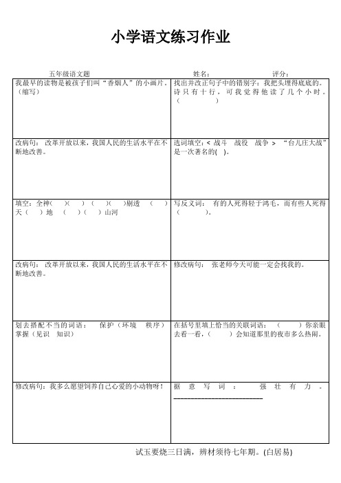 小学五年级语文练习作业65