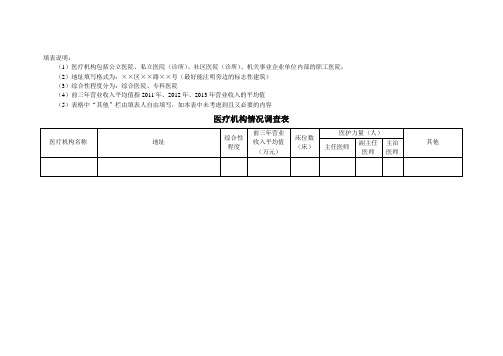 医疗机构情况调查表