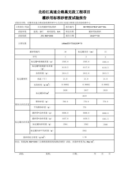 现场压实度,量砂等各类台账