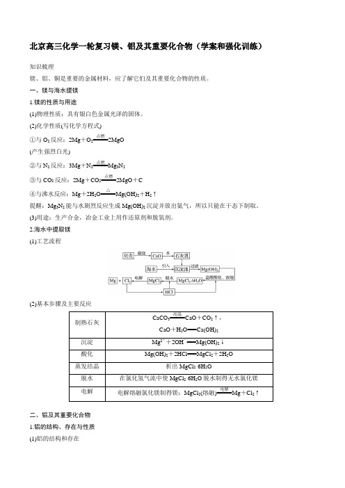 北京高三化学一轮复习镁、铝及其重要化合物(学案和强化训练)