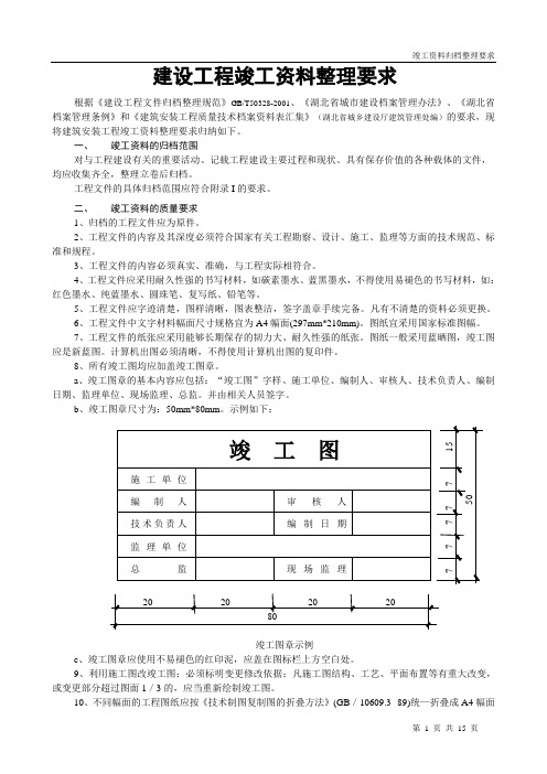 建设工程施工文件资料归档整理要求