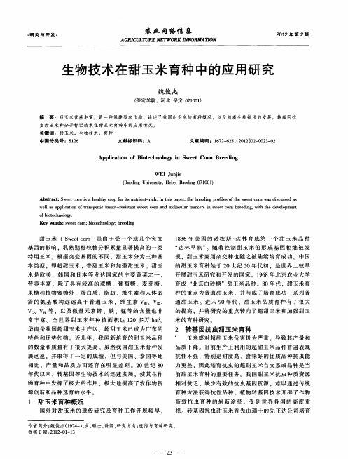 生物技术在甜玉米育种中的应用研究