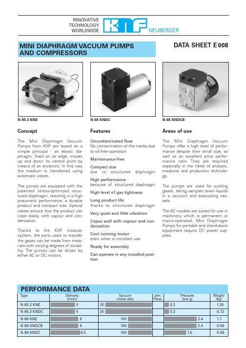 气动隔膜真空泵KNF-N85.3  N86