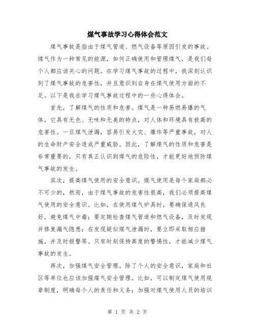 煤气事故学习心得体会范文