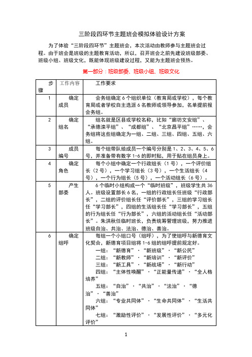 1三阶段四环节主题班会设计方案(可以每人一份)