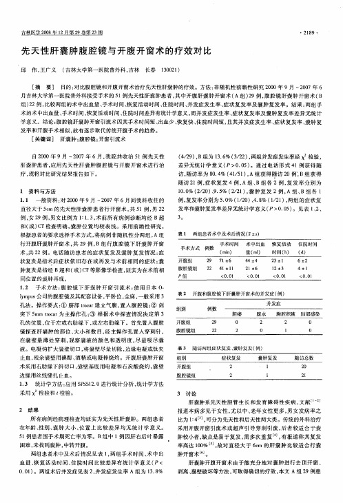 先天性肝囊肿腹腔镜与开腹开窗术的疗效对比