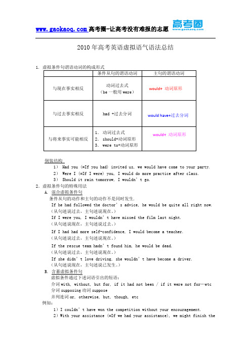 高考英语虚拟语气语法总结