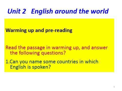 人教高中英语必修1Unit1 Warming up and pre-reading (共14张PPT)