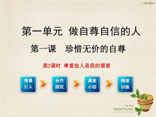 【学练优】2016年七年级政治下册 第一单元 第一课 第2框 尊重他人是我的需要课件2 新人教版