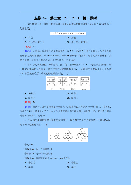 人教a版数学【选修2-2】备选练习：2.1.1 合情推理(含答案)