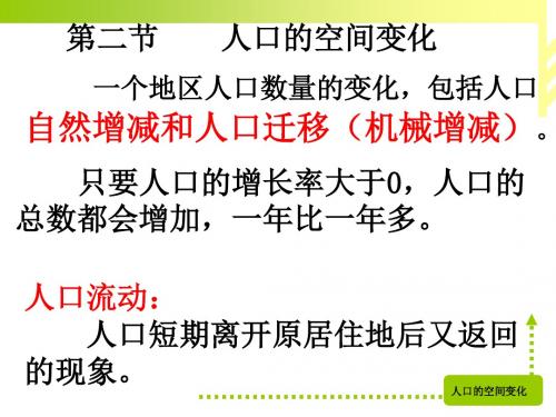 2017-2018学年人教版高中地理必修二课件：1.2人口的空间变化(50ppt)