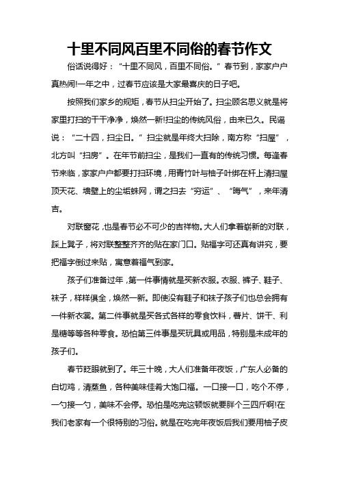 十里不同风百里不同俗的春节作文