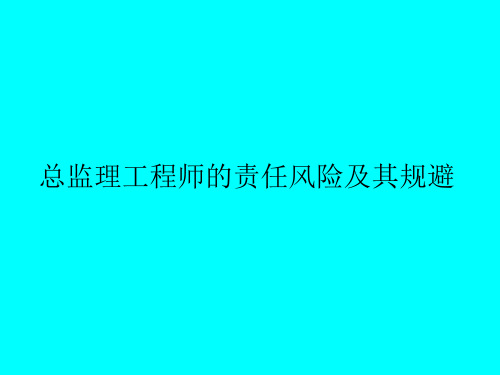 总监理工程师的责任风险及其规避