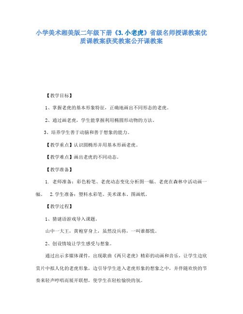 小学美术湘美版二年级下册3.小老虎省级名师授课教案优质课教案获奖教案公开课教案16