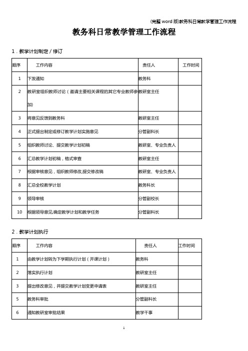 (完整word版)教务科日常教学管理工作流程