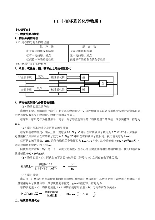 苏教版高中化学必修1 丰富多彩的化学物质1