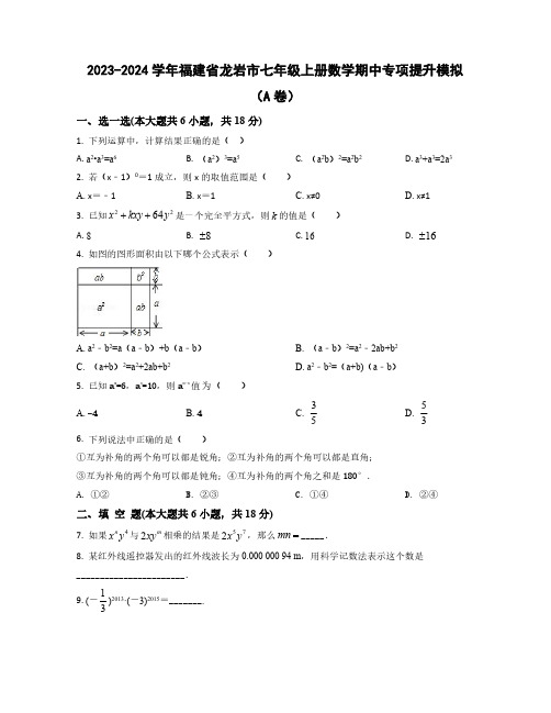 2023-2024学年福建省龙岩市七年级上学期数学期中质量检测模拟合集2套(含解析)