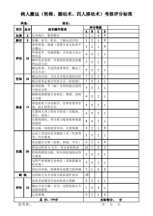 病人搬运法操作流程