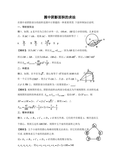 圆中阴影面积的求法