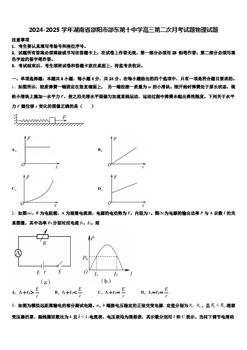 2024-2025学年湖南省邵阳市邵东第十中学高三第二次月考试题物理试题含解析