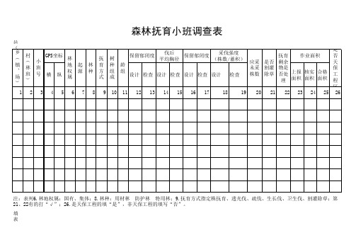 间伐小班标准地每木调查表   (里面含有5种表格)