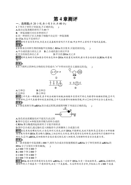 高中生物必修二人教版课后习题：第4章测评 Word版含答案