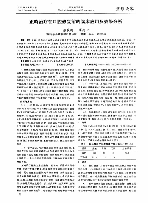 正畸治疗在口腔修复前的临床应用及效果分析