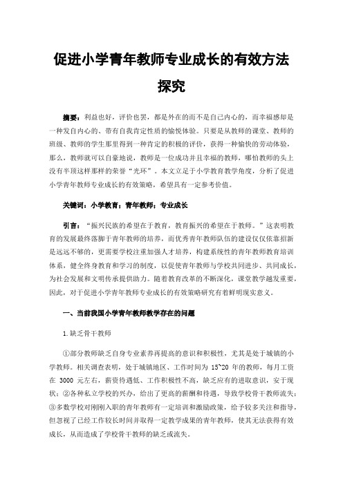 促进小学青年教师专业成长的有效方法探究