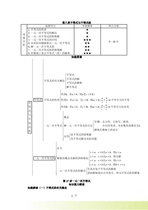 太原市数学中考《第八章不等式与不等式组》知识点聚焦