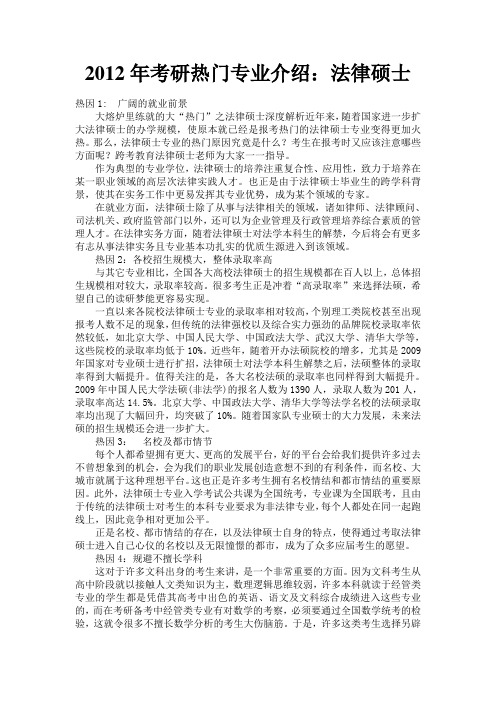 2012年考研热门专业介绍：法律硕士