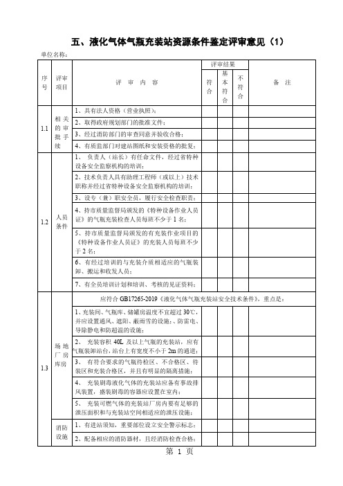 液化气体气瓶充装站评审表-10页word资料