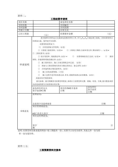 结算申请表【范本模板】