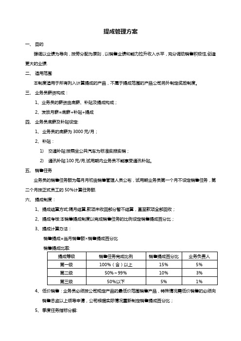 提成管理制度方案