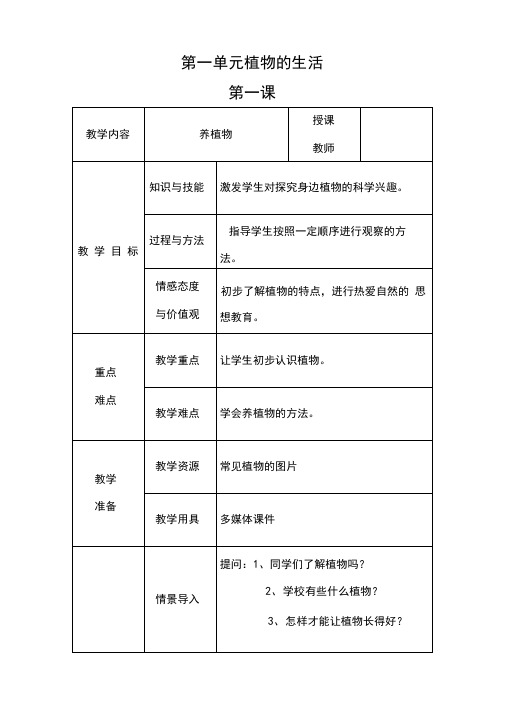 二年级科学养植物教案