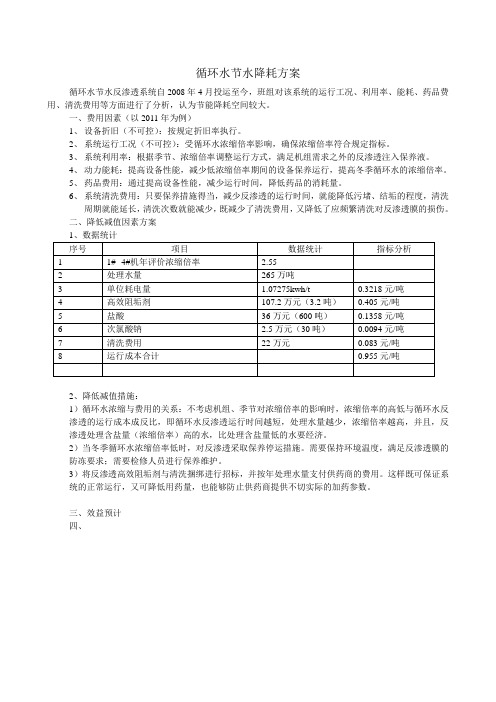 循环水节水降耗方案