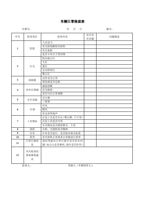 车辆安全检查表