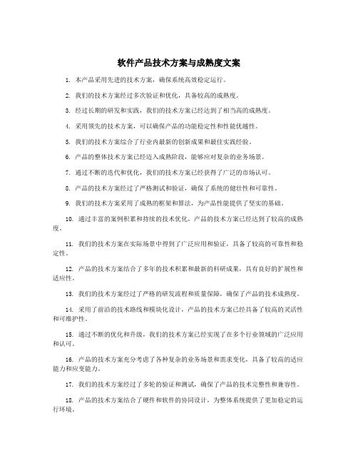 软件产品技术方案与成熟度文案