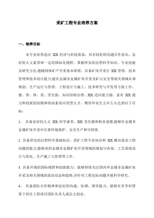 采矿工程专业培养方案