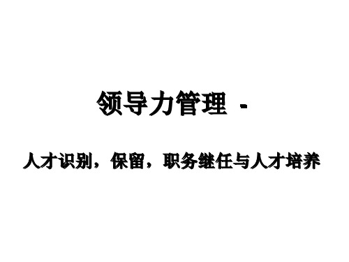 领导力管理人才识别,保留,职务继任与人才培养2
