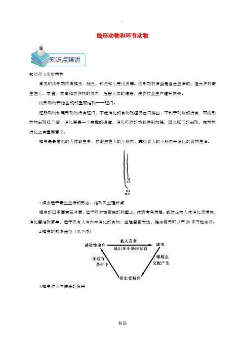 八年级生物上册 第一章 第二节 线形动物和环节动物备课资料 新人教版