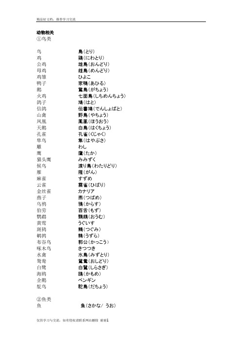 最新动物相关日语词汇