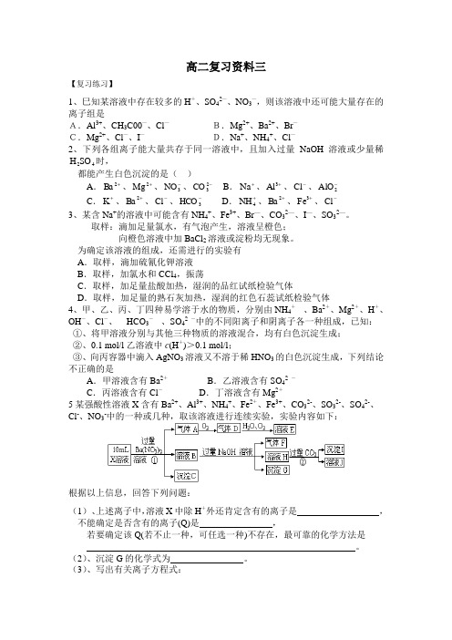 高三复习资料三离子推断3