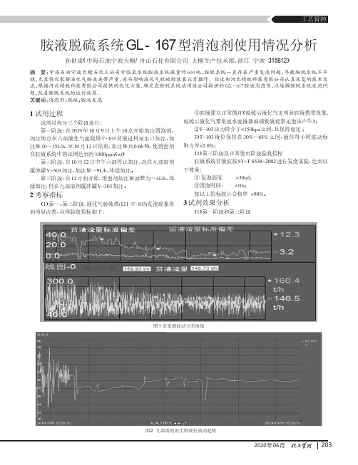 胺液脱硫系统GL-167型消泡剂使用情况分析