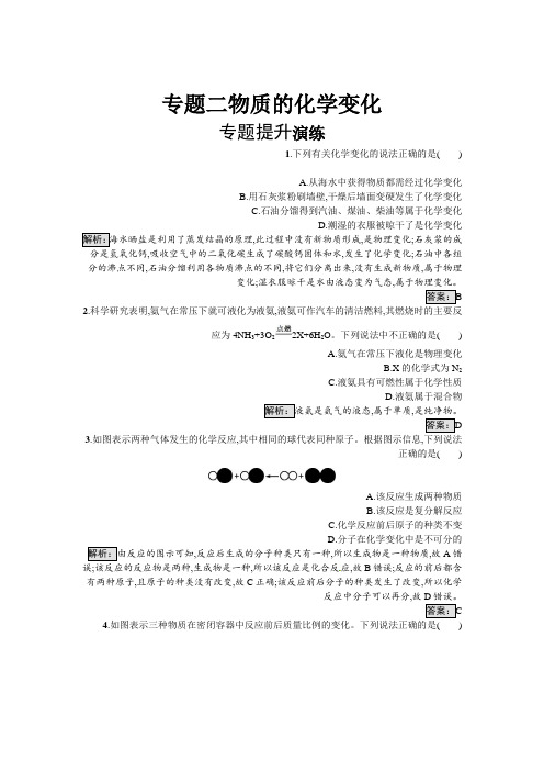 (人教版)中考化学总复习单元特训专题二物质的化学变化